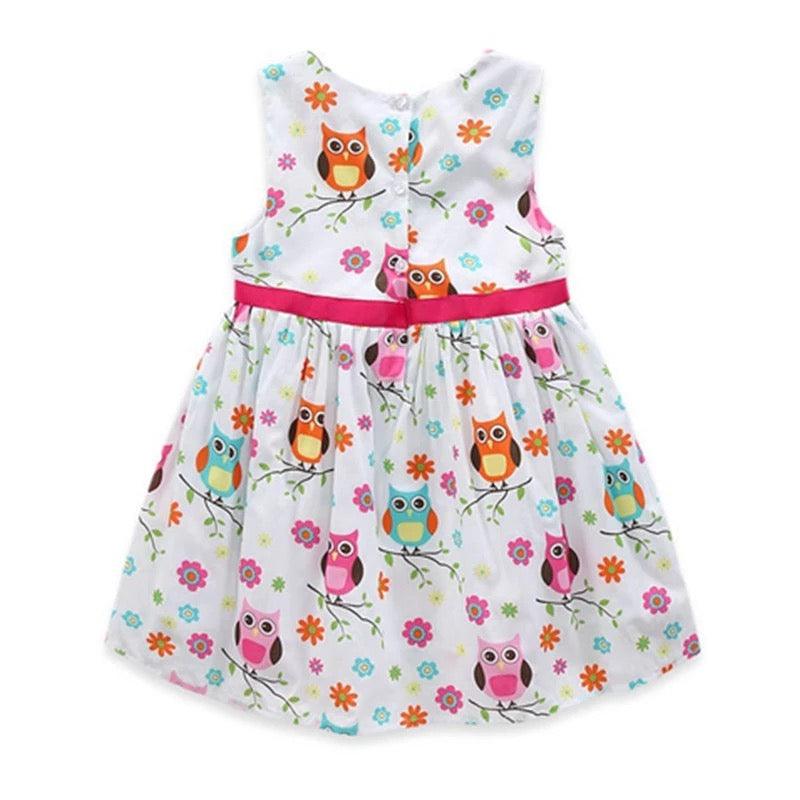 Summer Girls Owl Round Neck Cotton Dress Bump baby and beyond