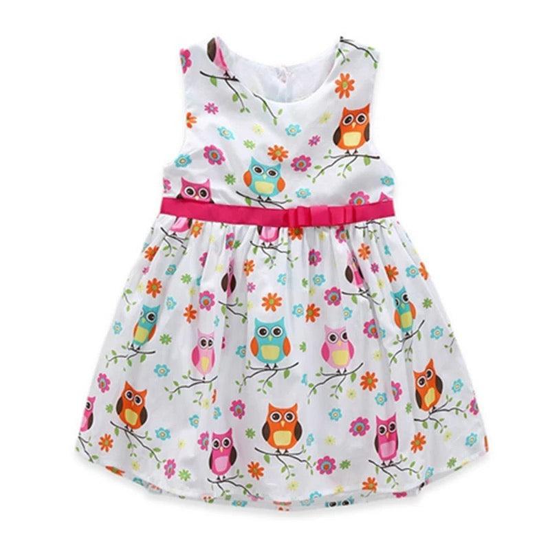 Summer Girls Owl Round Neck Cotton Dress Bump baby and beyond