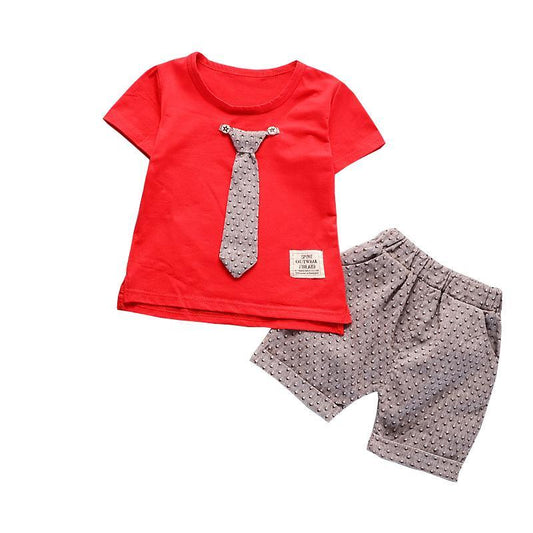 Summer Kid Baby Boys Suit Tie Tops Pants Clothes Bump baby and beyond