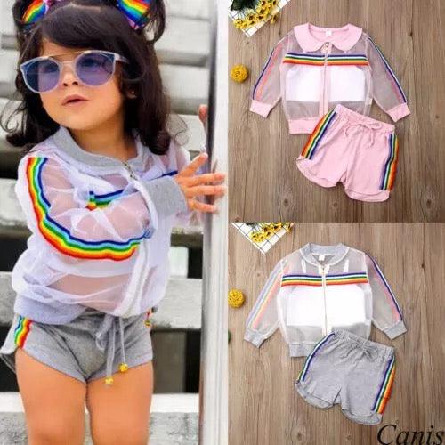 Summer Striped Girls Colorful Mesh Coat Outfit Bump baby and beyond