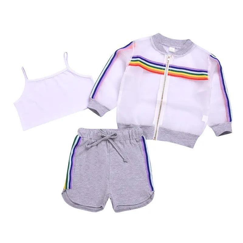 Summer Striped Girls Colorful Mesh Coat Outfit Bump baby and beyond