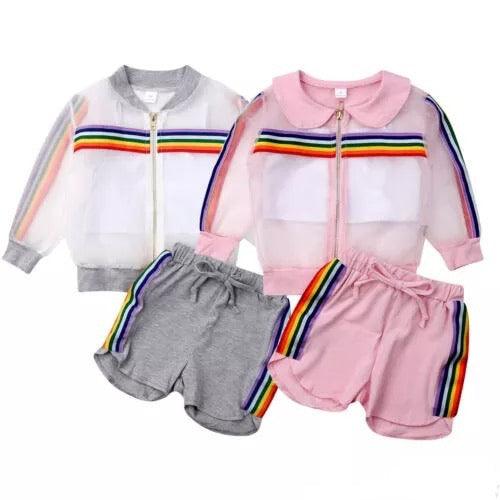 Summer Striped Girls Colorful Mesh Coat Outfit Bump baby and beyond