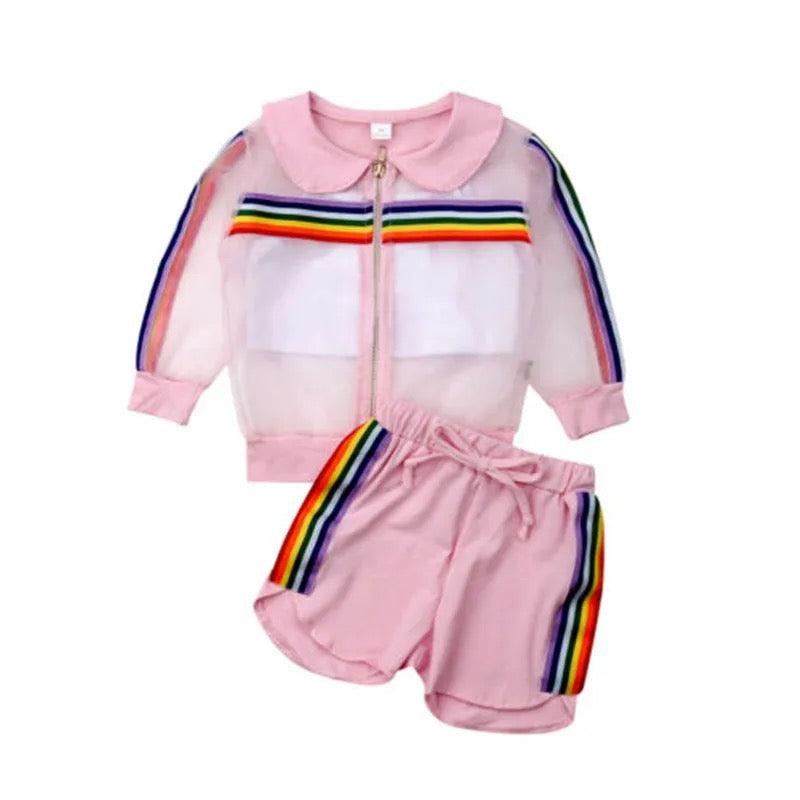 Summer Striped Girls Colorful Mesh Coat Outfit Bump baby and beyond