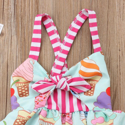 Toddler Babies Girl Sleeveless Ice Cream Strap Dress Bump baby and beyond