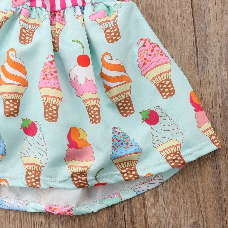 Toddler Babies Girl Sleeveless Ice Cream Strap Dress Bump baby and beyond