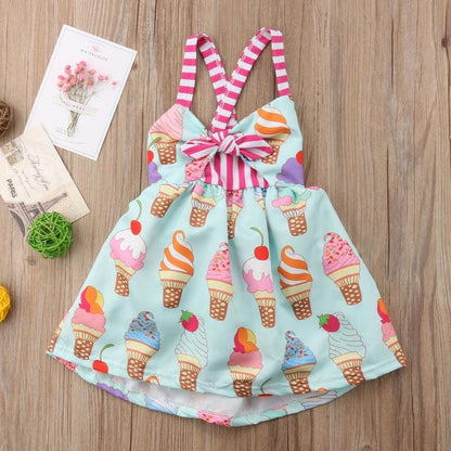 Toddler Babies Girl Sleeveless Ice Cream Strap Dress Bump baby and beyond