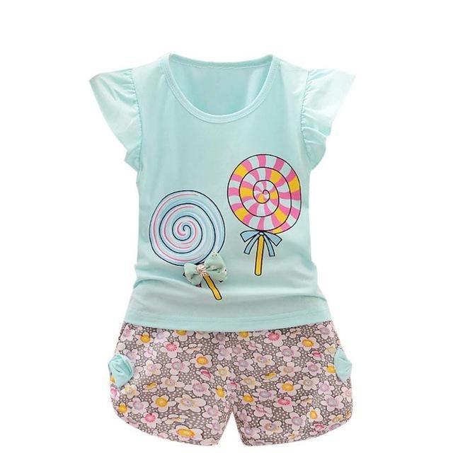 Toddler Baby Girls Lollipop Tops Short Outfit Bump baby and beyond