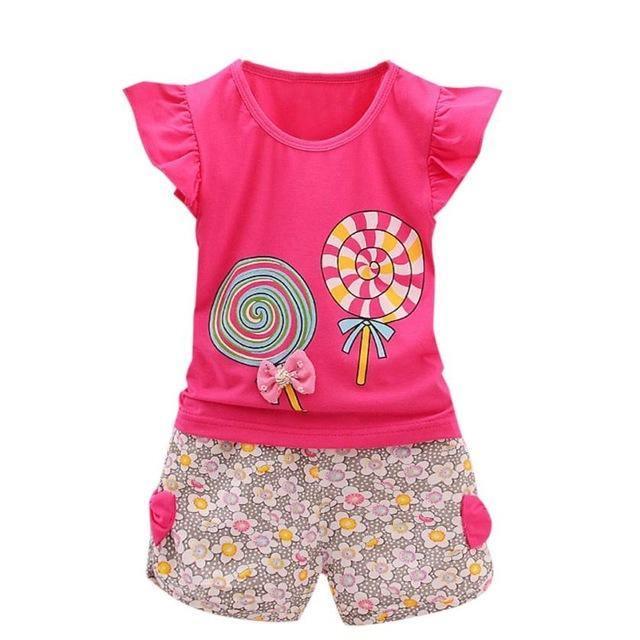 Toddler Baby Girls Lollipop Tops Short Outfit Bump baby and beyond