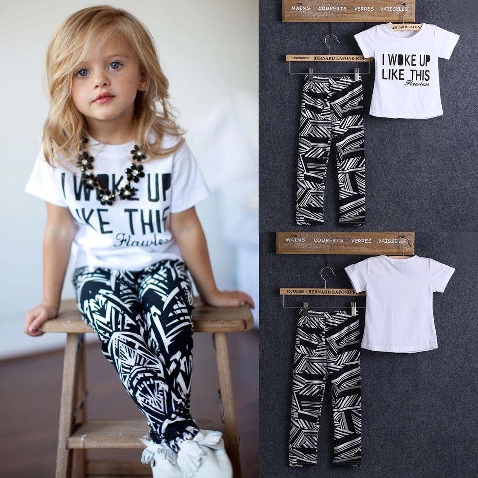 Toddler Girl Zebra Stripe White T Shirt Pant Outfit Bump baby and beyond