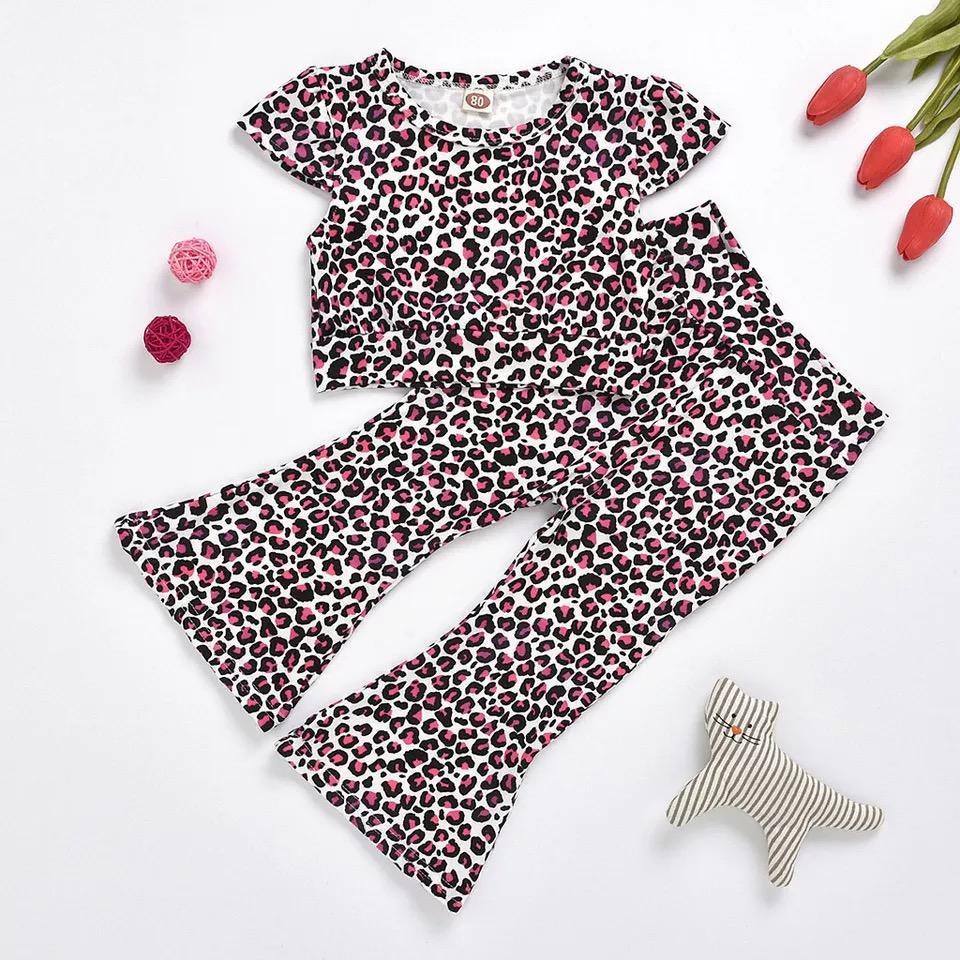 Toddler Girls Leopard Short Sleeve Tops Pant Outfit Bump baby and beyond