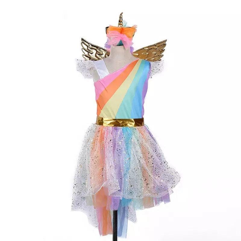 Toddler Girls Rainbow Unicorn Horn Party Dress Bump baby and beyond