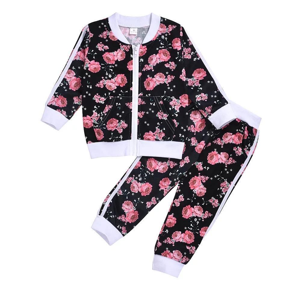 Toddler Girls Sweatshirt Floral Tracksuit Outfit Bump baby and beyond