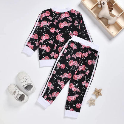 Toddler Girls Sweatshirt Floral Tracksuit Outfit Bump baby and beyond