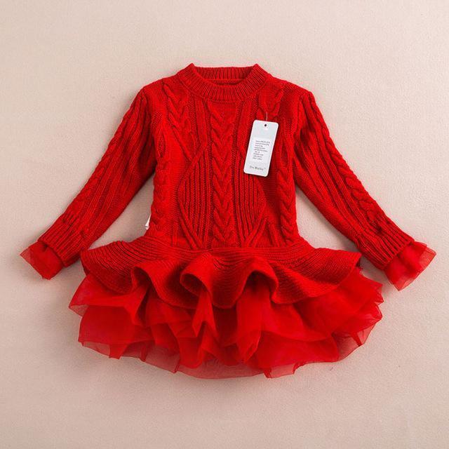 Warm Knitted Chiffon Girl Party Dress Bump baby and beyond