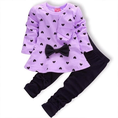 New Girls Style Bow Knot Long Sleeve Striped Leggings Clothes