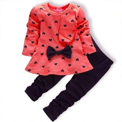 New Girls Style Bow Knot Long Sleeve Striped Leggings Clothes