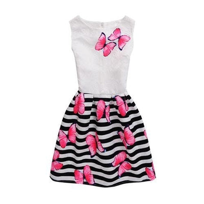 Girls Summer Butterfly Fish Floral Sleeveless Dress