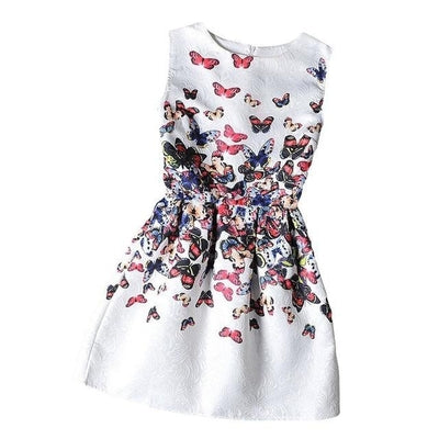 Girls Summer Butterfly Fish Floral Sleeveless Dress