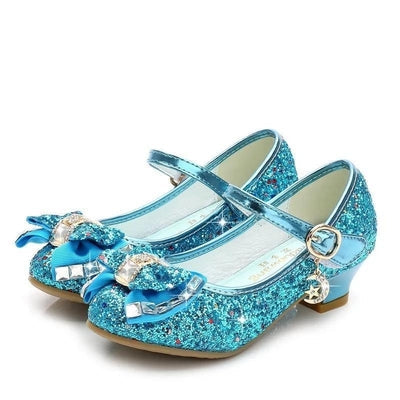 Princess Girls Beautiful Butterfly Flower Glitter High Heels Shoes