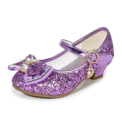 Princess Girls Beautiful Butterfly Flower Glitter High Heels Shoes