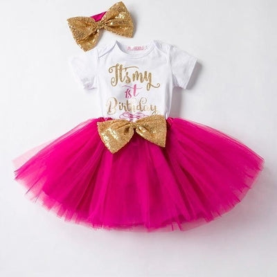 Lovely Girls Romper Skirt Headband Outfit