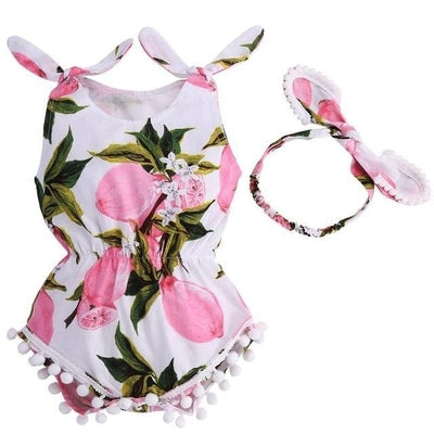 Set Of Elastic Waist Newborn Baby Suit Romper With Headband