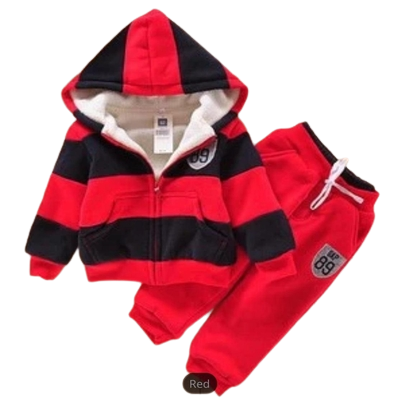 Unisex Boys Girl Hoodies Winter Velvet Sherpa Jacket Coat & Pants