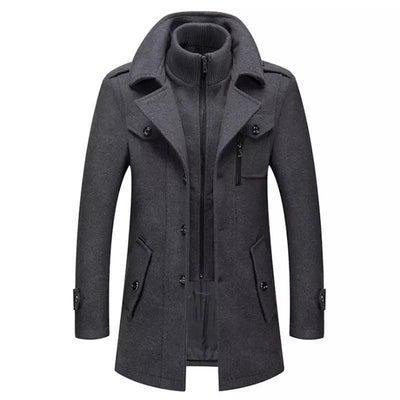 Men’s Wool Double Collar Trench Coat