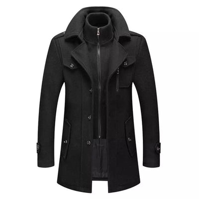 Men’s Wool Double Collar Trench Coat