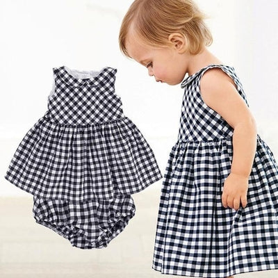 3Pcs Baby Sets Short Pants Headband Dress Clothes