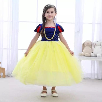 Fancy Girls Puff Sleeve Snow White Dress Costume