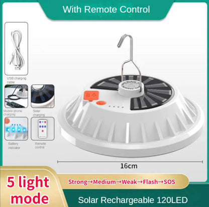 60/120LED Solar Camping Light Remote Tent Lamp