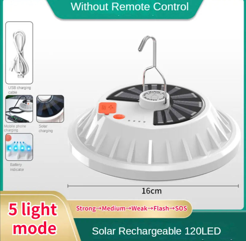 60/120LED Solar Camping Light Remote Tent Lamp