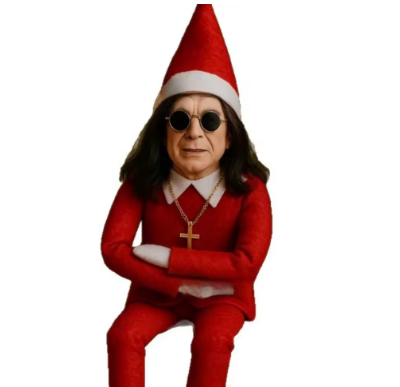 Rockstar Christmas Elf Doll Funny Holiday Shelf Decoration