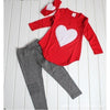 Load image into Gallery viewer, 3 Sets Red Heart Girl Hair Band Shirts Pants Suits Bump baby and beyond