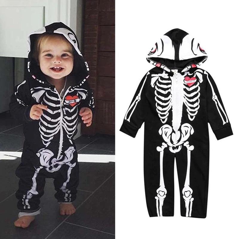 Baby Girl Boy Skull Zipper Romper Hooded Jumpsuit Costume Bump baby and beyond