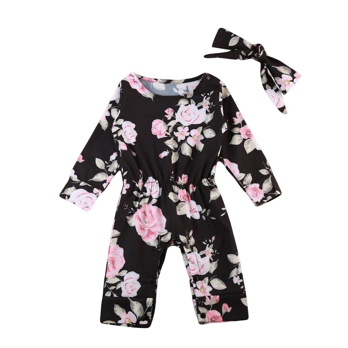 Baby Girl Flower Romper Headband Jumpsuit Bump baby and beyond