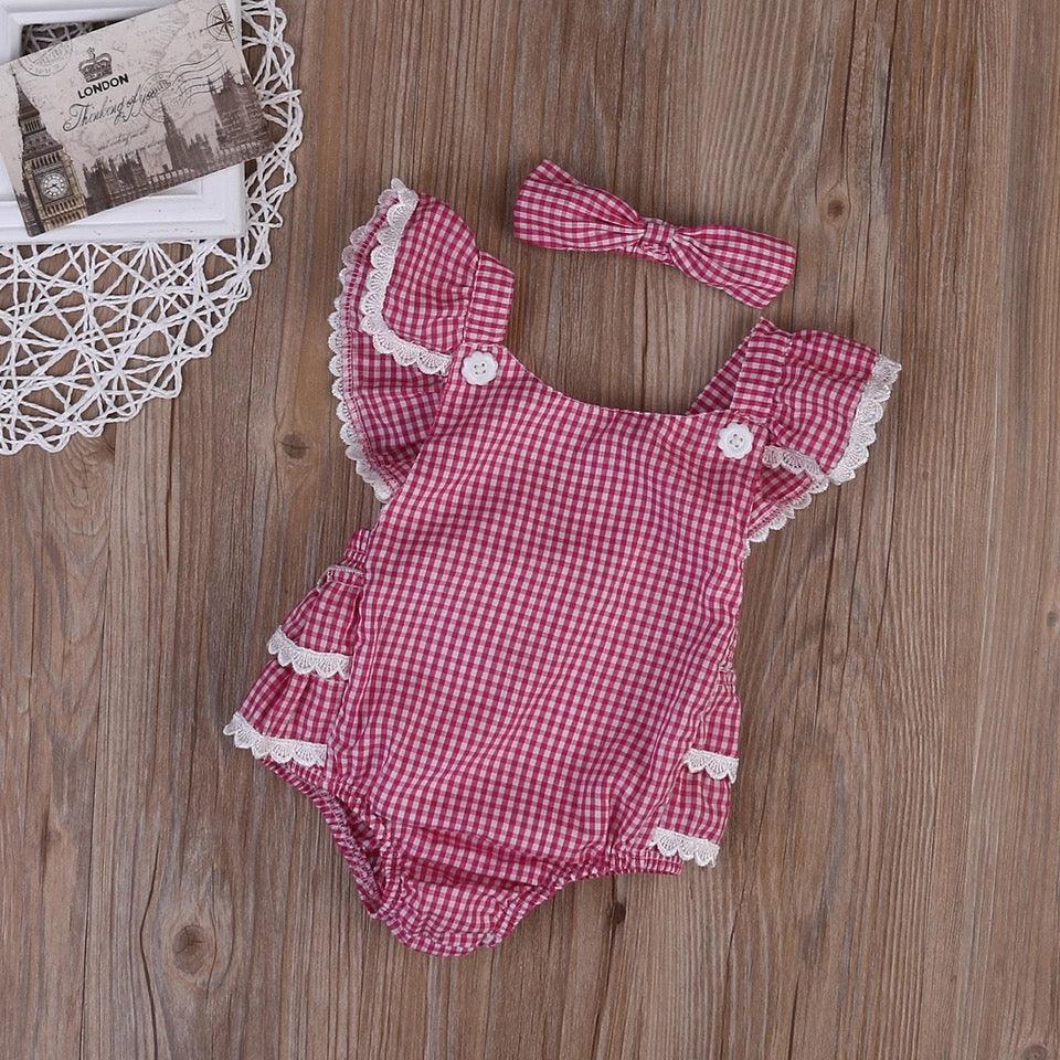 Baby Girl Sleeveless Romper Jumpsuit Headband Clothes Bump baby and beyond