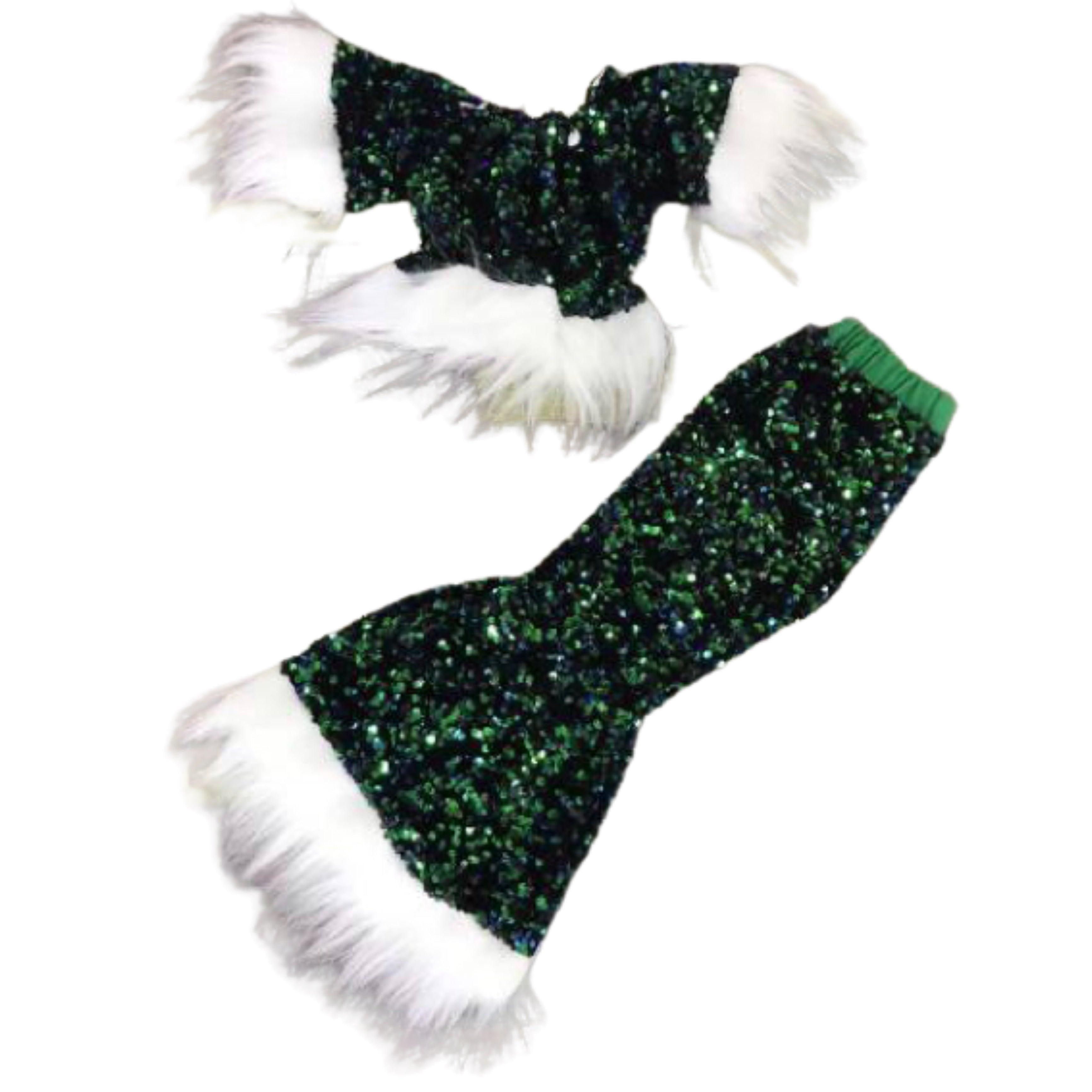 Baby Kid Girls Sequined Hairy Elastic Christmas Outfit Bump baby and beyond