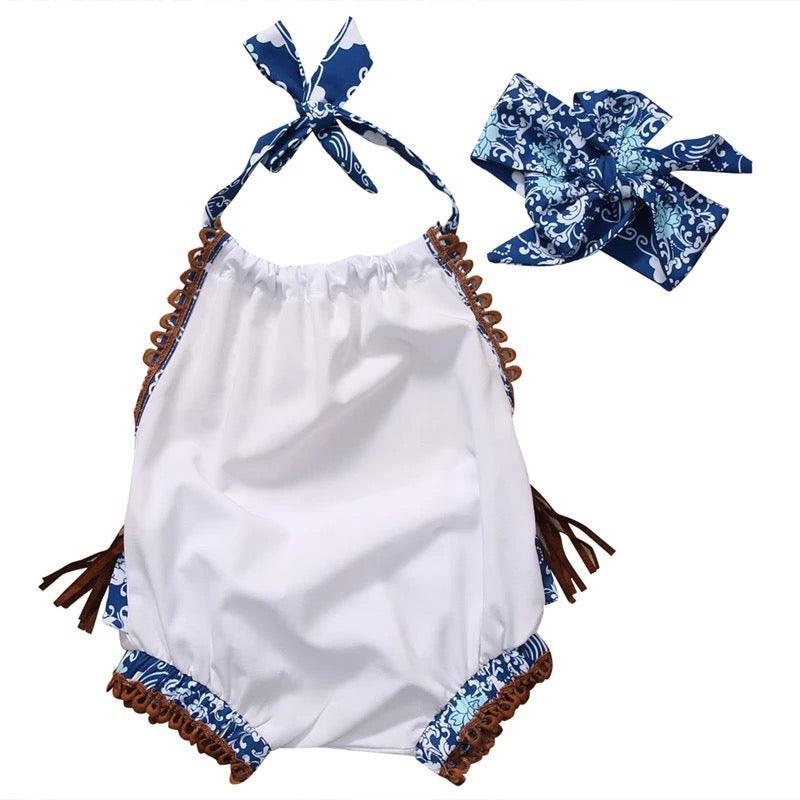 Cute Baby Girl Backless Bodysuit With Headband Outfit Bump baby and beyond