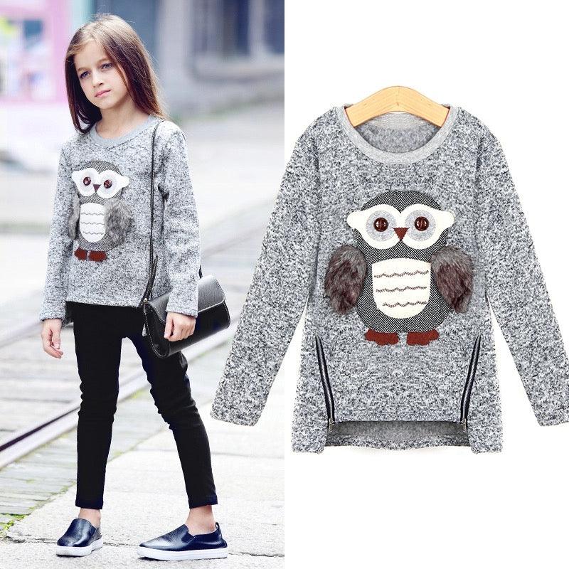 Girls Fleece Tops Lined Zipper Owl Sweater Clothes Bump baby and beyond