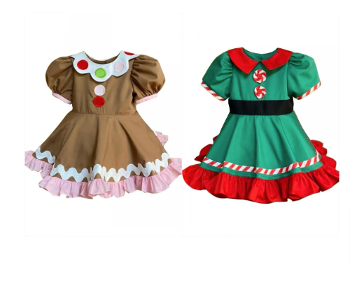 Girls Gingerbread Christmas Cookie Dress