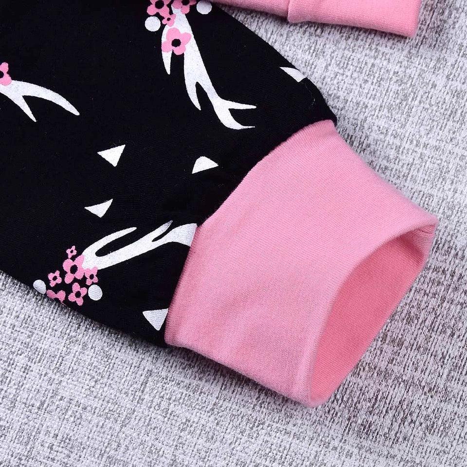 Girls Hoodie Reindeer Buckhorn Print Leggings Clothing Sets Bump baby and beyond