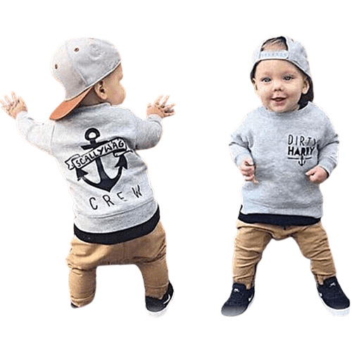 Infant Boy Grey Sweater Khaki Pant Outfit Bump baby and beyond