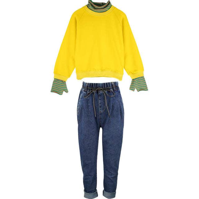 Kid Girls Turtleneck Shirts & Jeans Clothes Bump baby and beyond