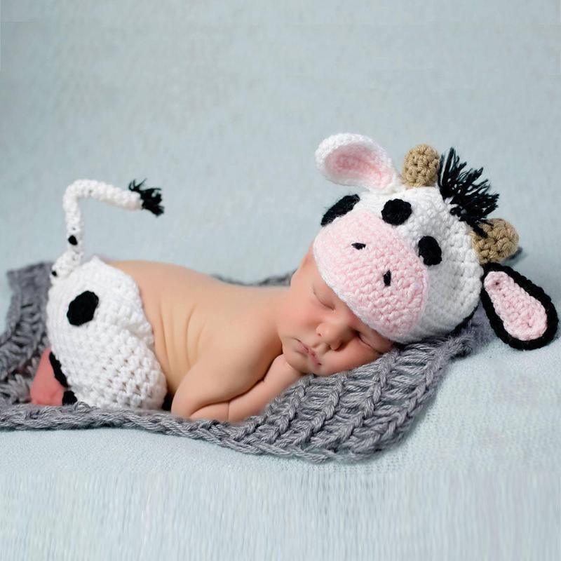 Newborn Baby Cow Crochet Knit Clothing Outfit Bump baby and beyond