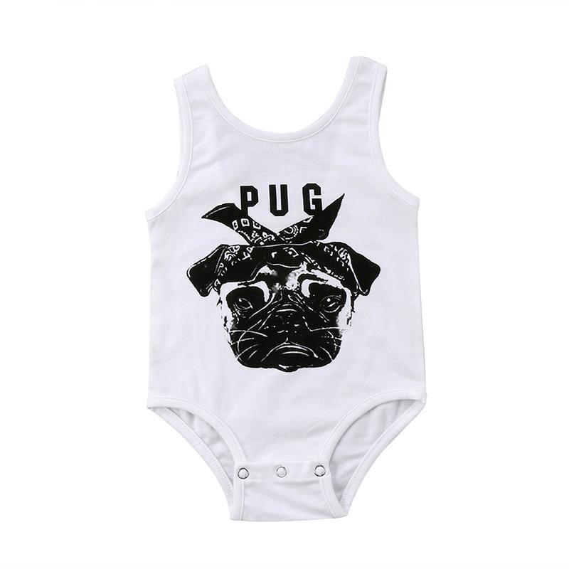 Newborn Boy Girl Sleeveless Vest Pug Romper Bump baby and beyond