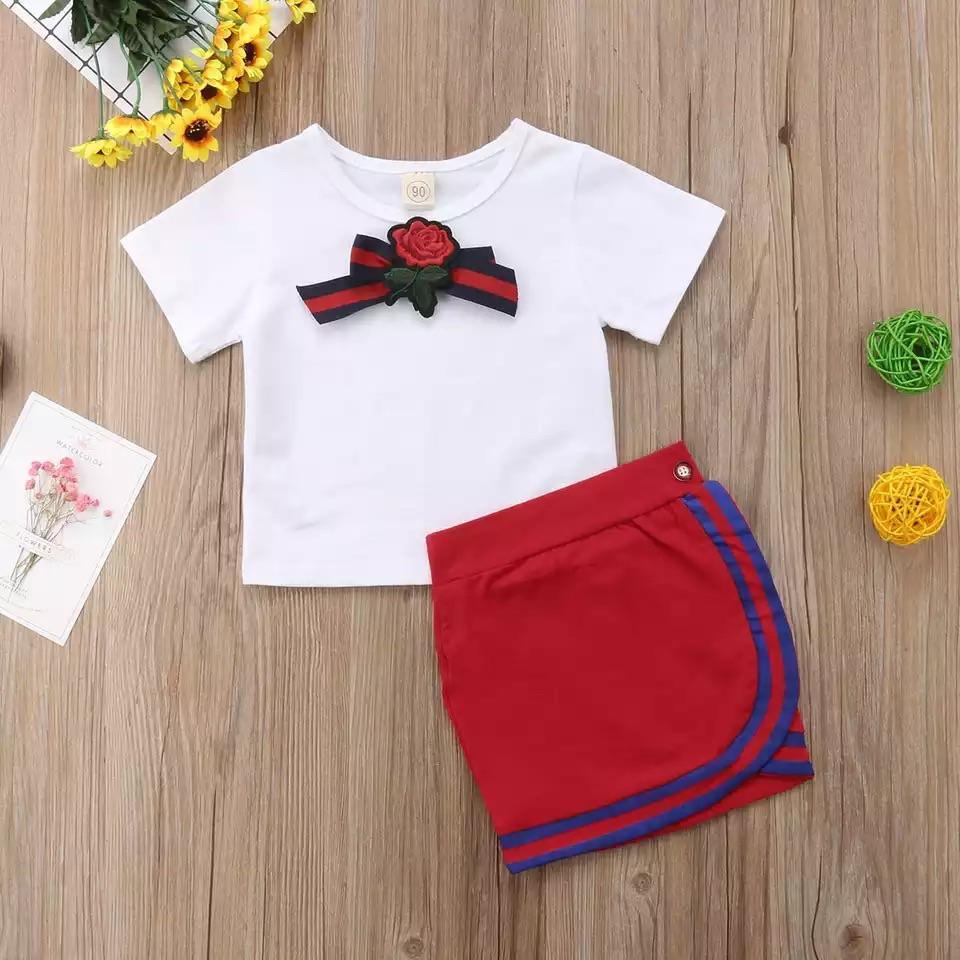 Newborn Kid Bow Tie Tops Mini Skirt Set Clothes Bump baby and beyond