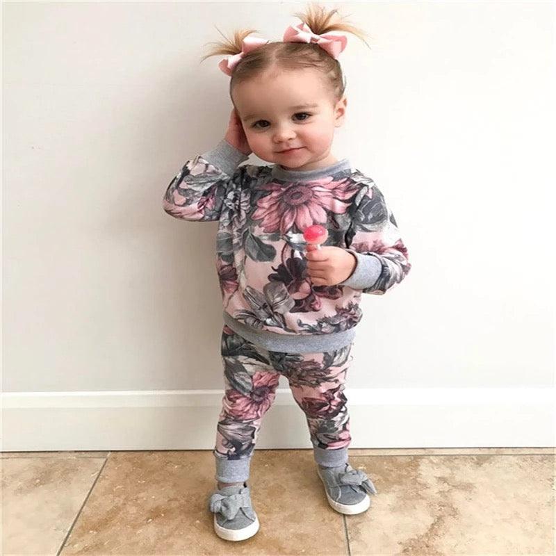 Sets Baby Girl Floral Outerwear Top Pant Outfit Clothes Bump baby and beyond
