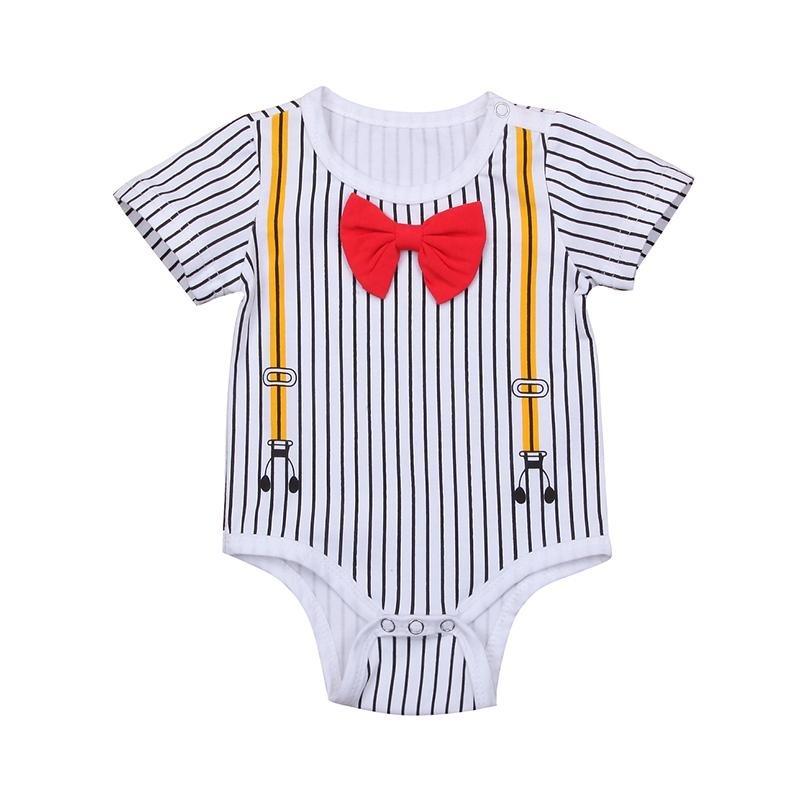 Summer Baby Boy Striped Bowtie Romper Bump baby and beyond